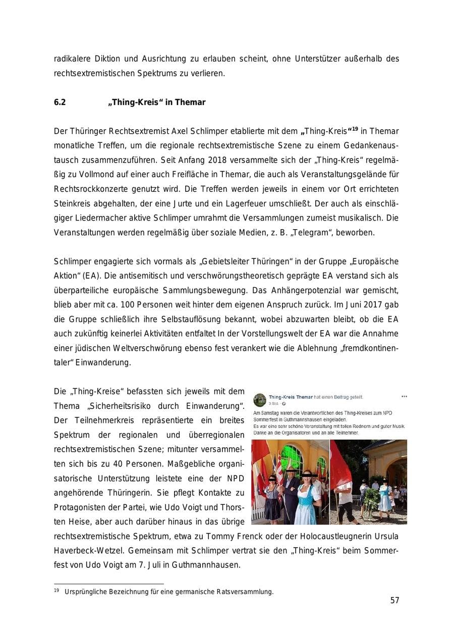 Seite 57 des Verfassungsschutzbericht 2018 Thüringen