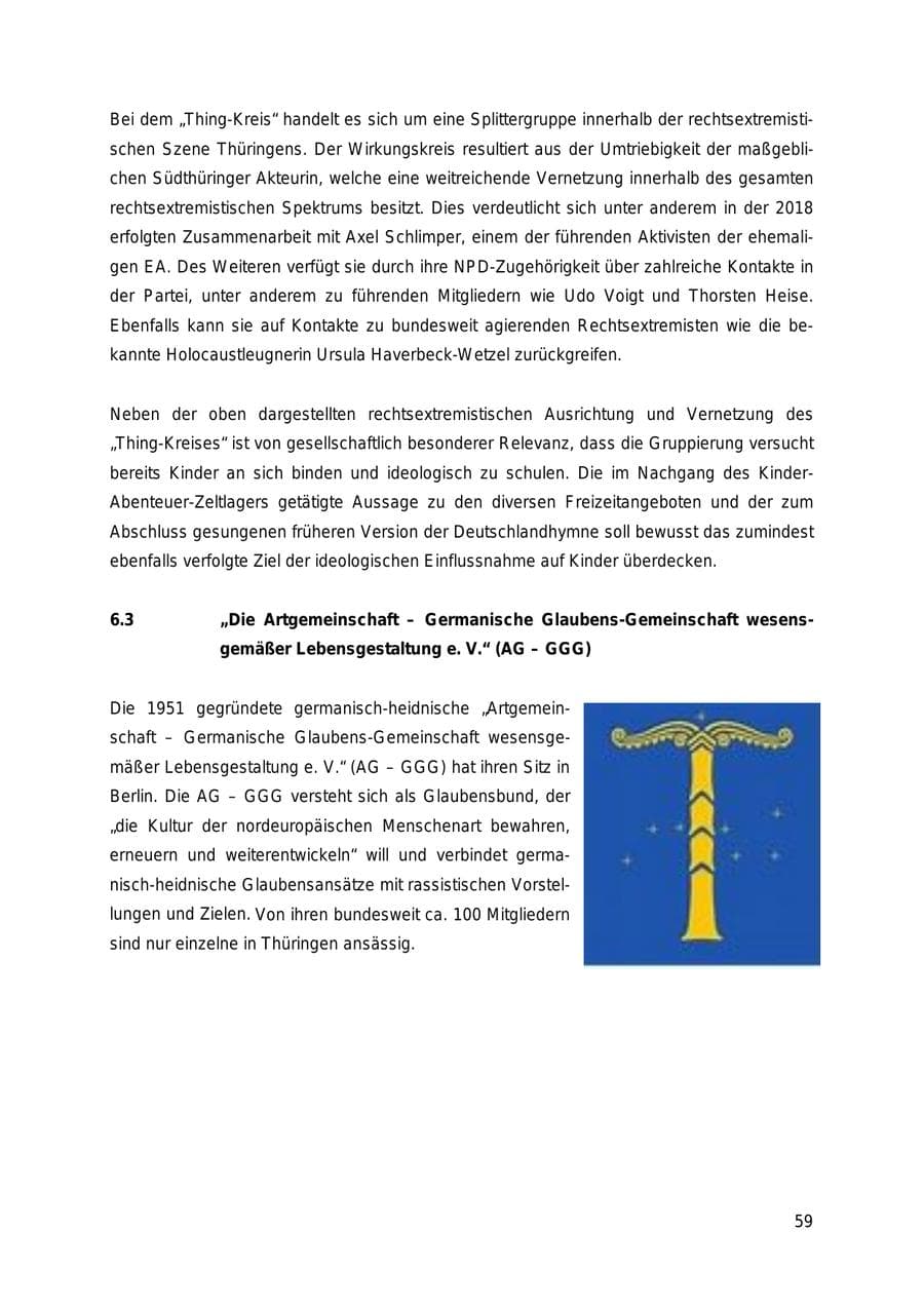 Seite 59 des Verfassungsschutzbericht 2018 Thüringen
