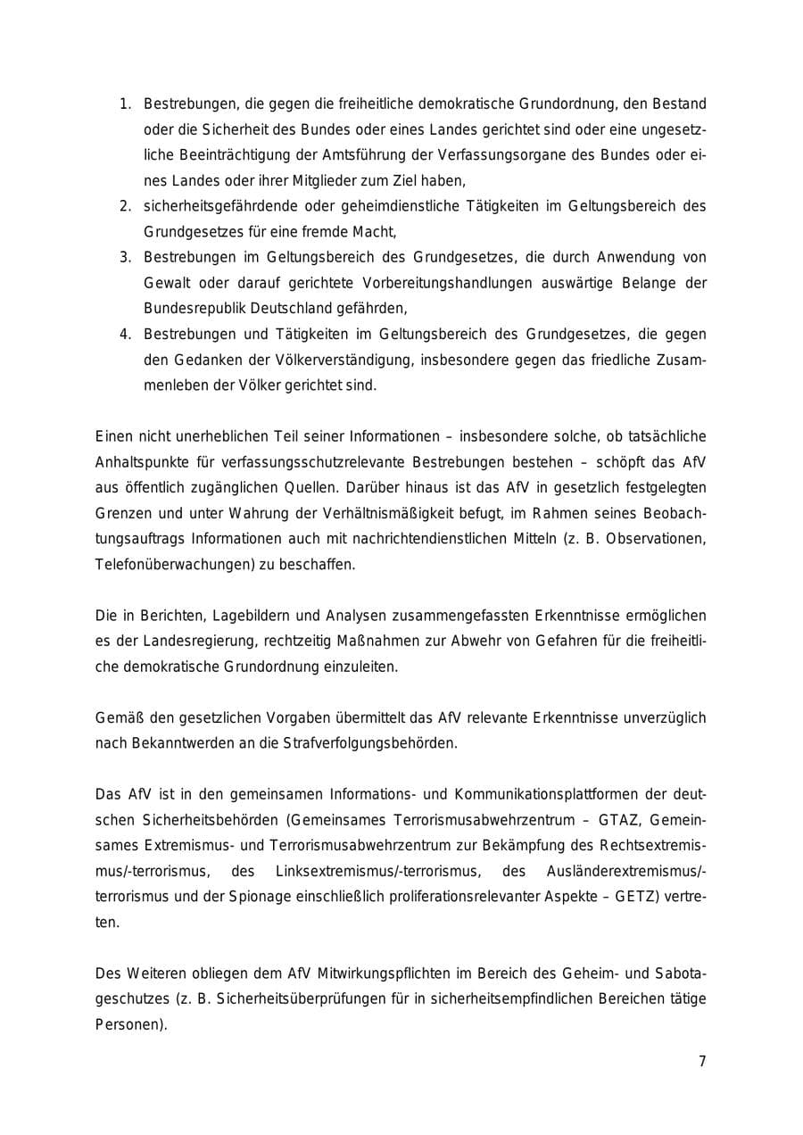 Seite 7 des Verfassungsschutzbericht 2018 Thüringen