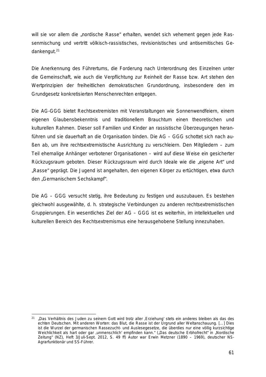 Seite 61 des Verfassungsschutzbericht 2018 Thüringen