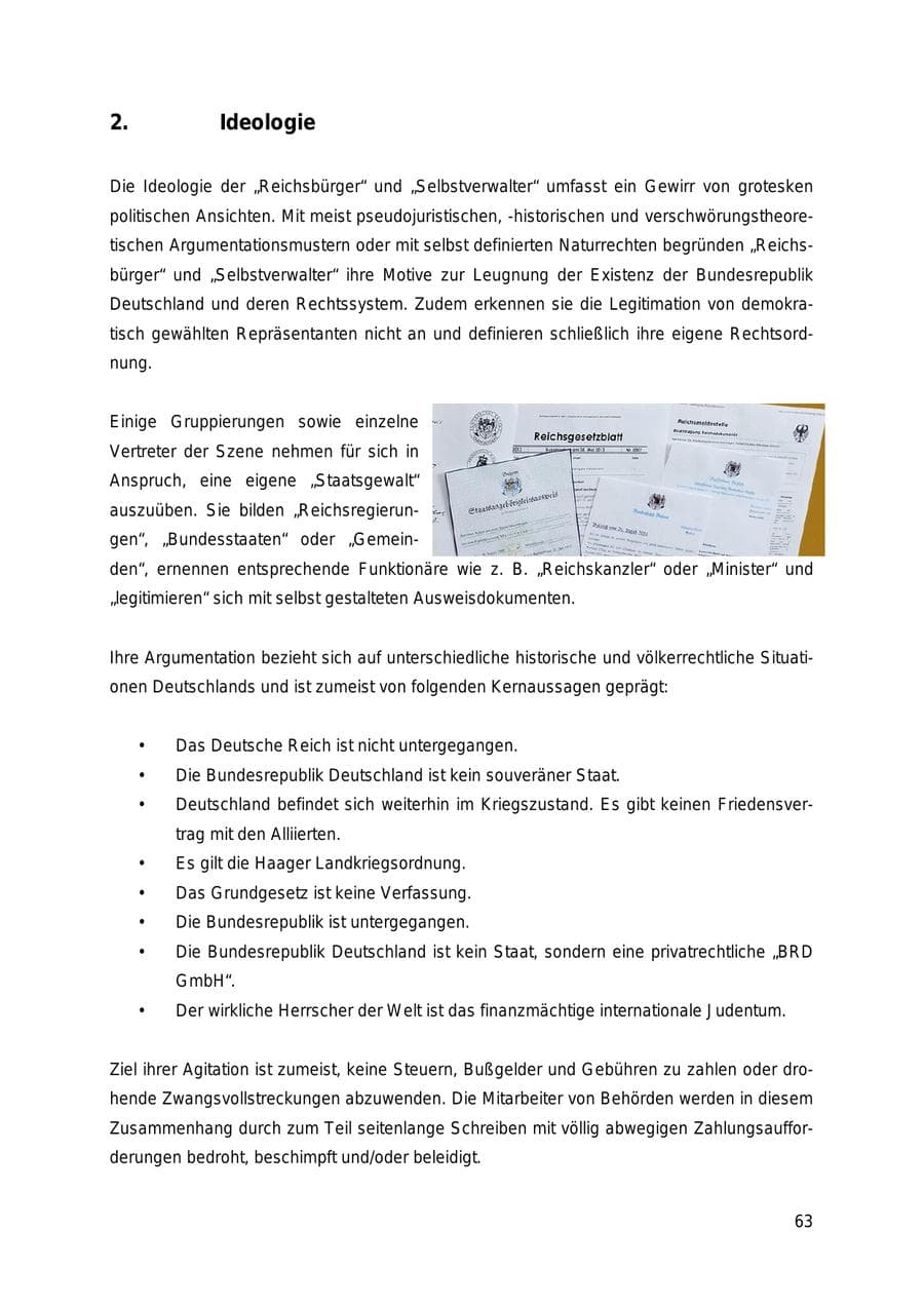 Seite 63 des Verfassungsschutzbericht 2018 Thüringen