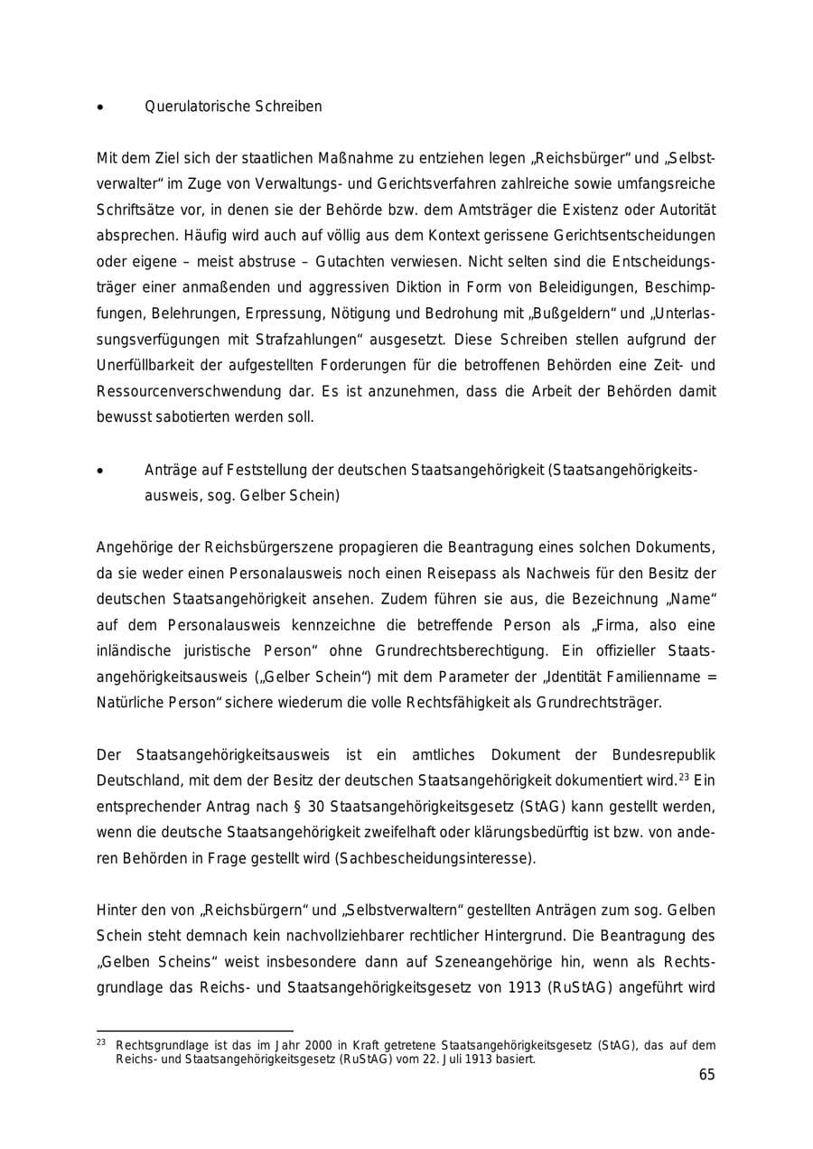 Seite 65 des Verfassungsschutzbericht 2018 Thüringen