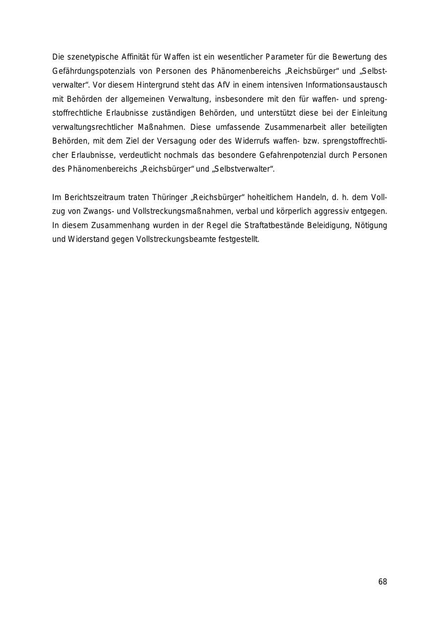 Seite 68 des Verfassungsschutzbericht 2018 Thüringen