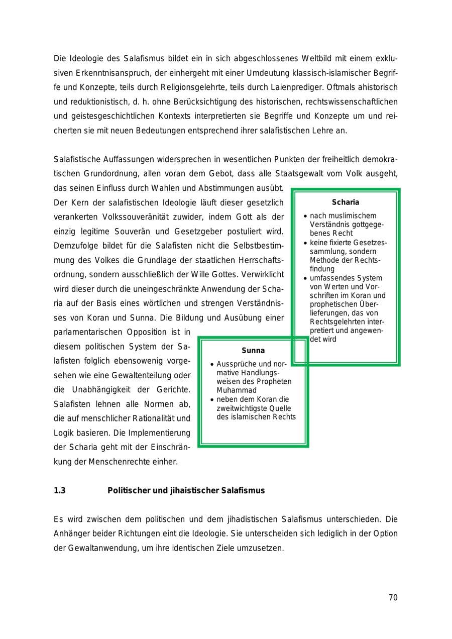 Seite 70 des Verfassungsschutzbericht 2018 Thüringen