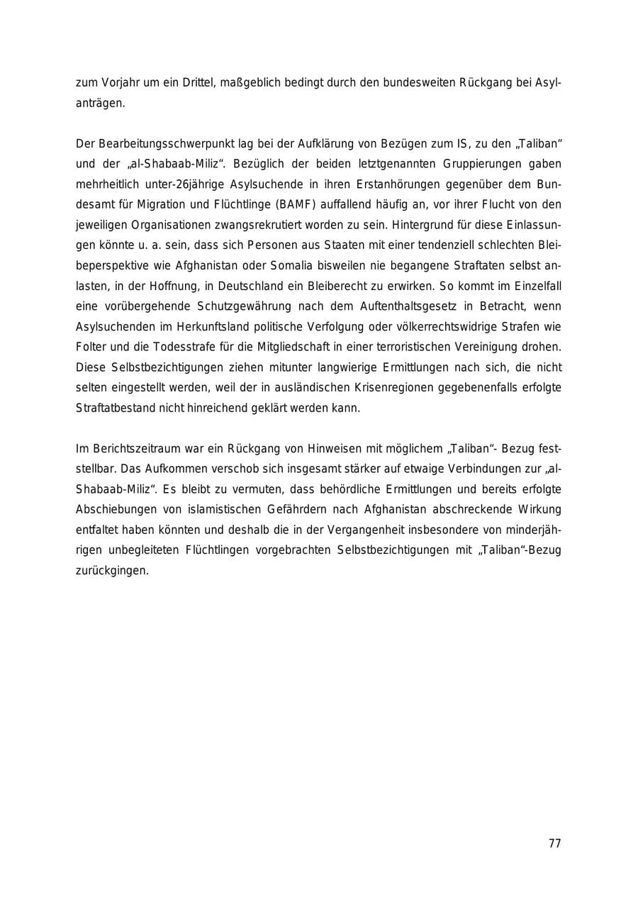 Seite 77 des Verfassungsschutzbericht 2018 Thüringen