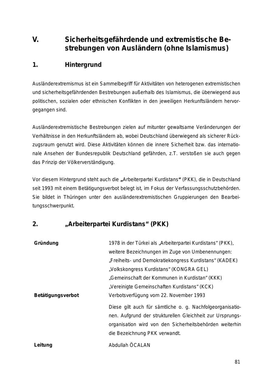 Seite 81 des Verfassungsschutzbericht 2018 Thüringen