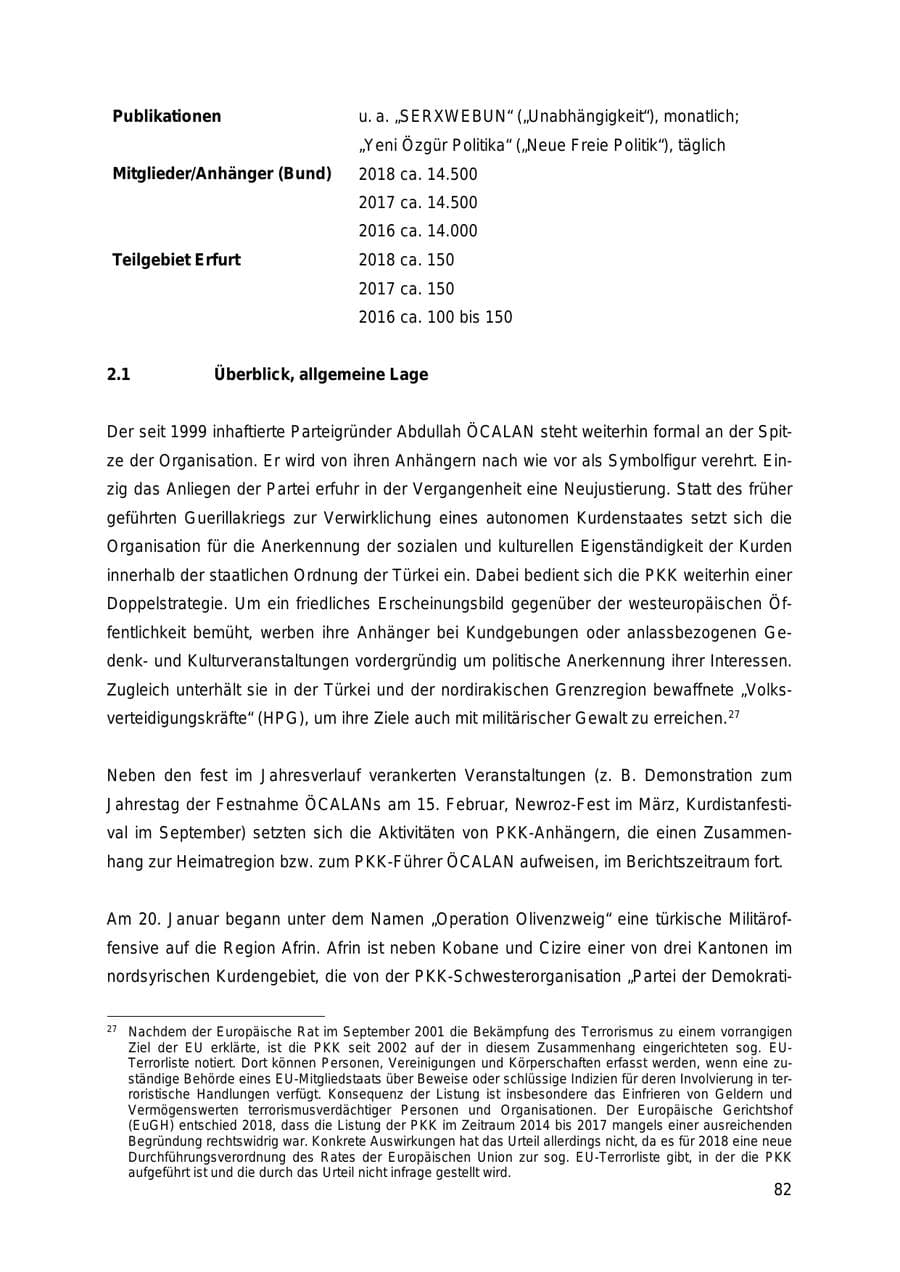 Seite 82 des Verfassungsschutzbericht 2018 Thüringen