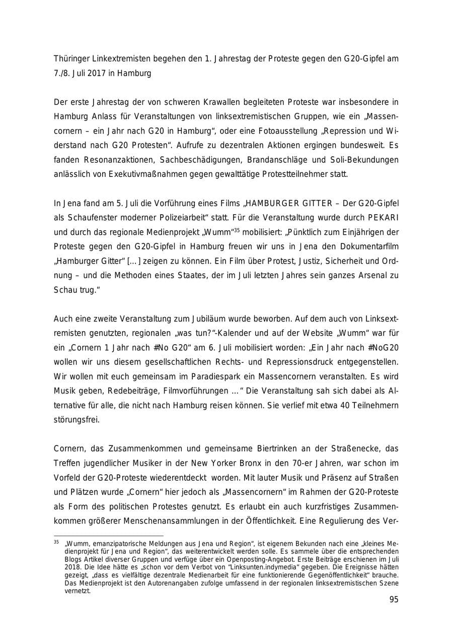 Seite 95 des Verfassungsschutzbericht 2018 Thüringen