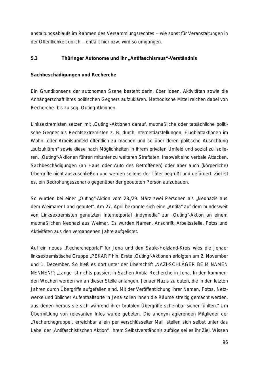 Seite 96 des Verfassungsschutzbericht 2018 Thüringen