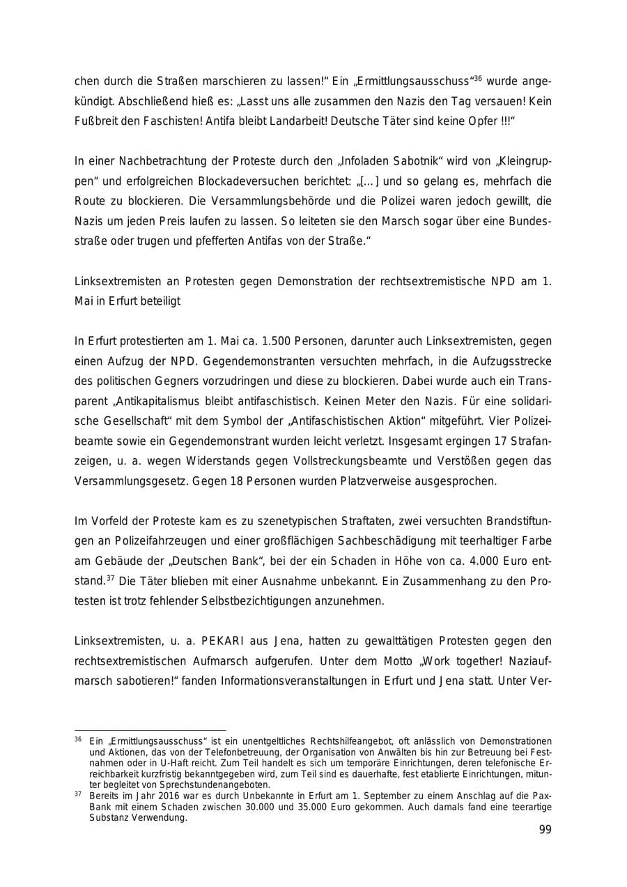 Seite 99 des Verfassungsschutzbericht 2018 Thüringen