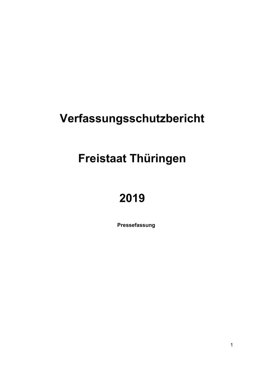 Seite 2 des Verfassungsschutzbericht 2019 Thüringen