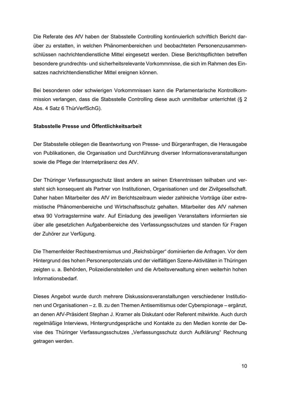 Seite 11 des Verfassungsschutzbericht 2019 Thüringen
