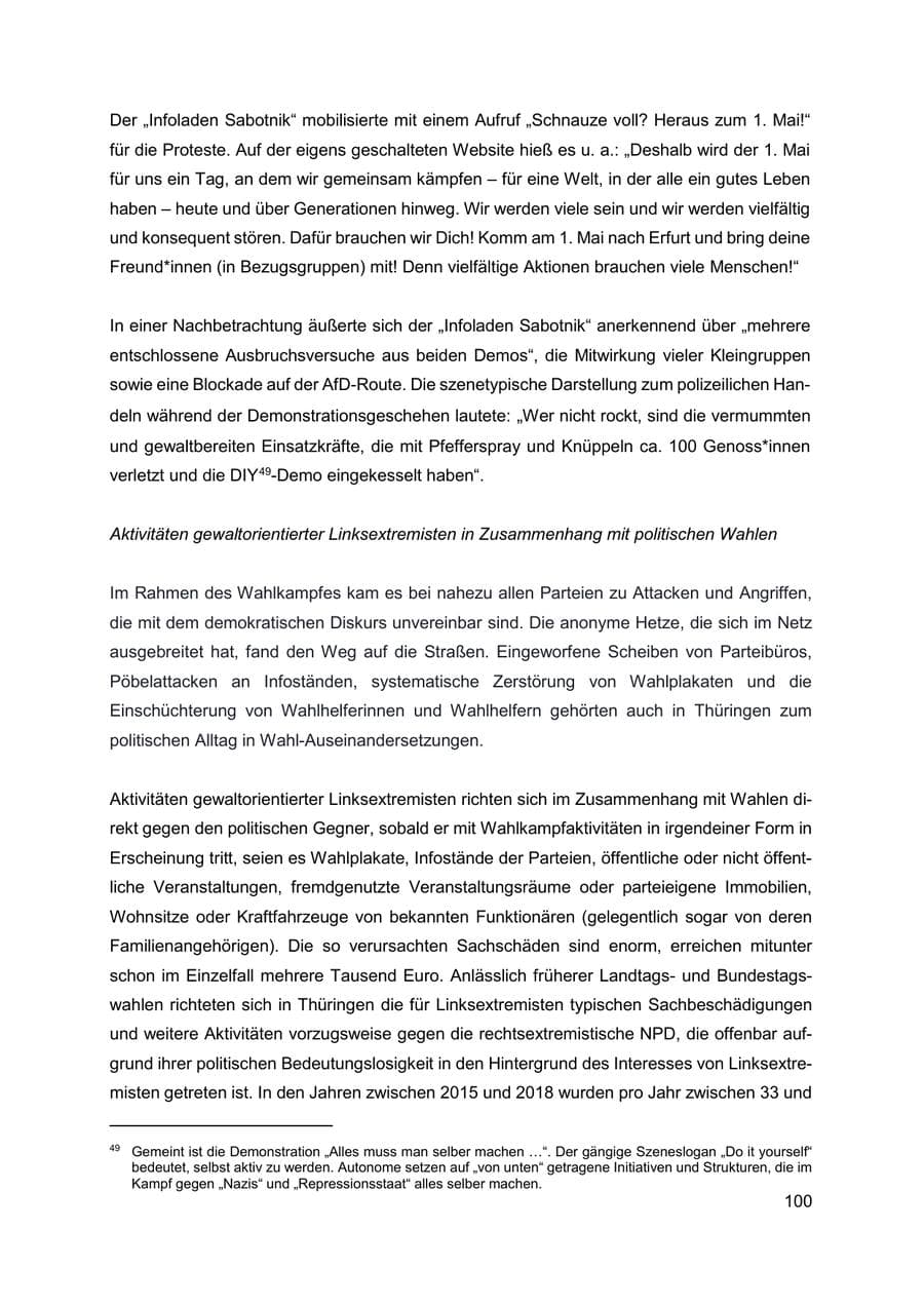 Seite 101 des Verfassungsschutzbericht 2019 Thüringen