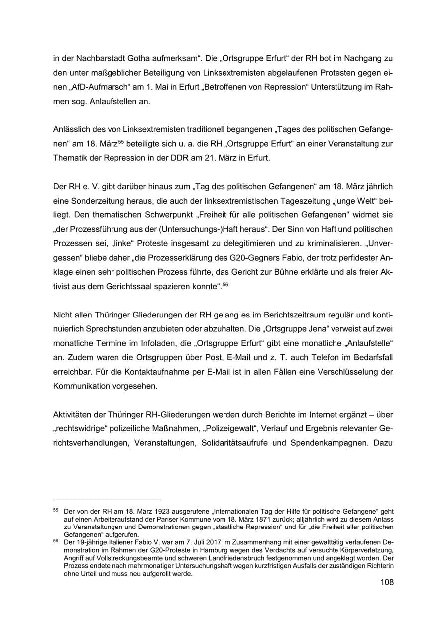 Seite 109 des Verfassungsschutzbericht 2019 Thüringen