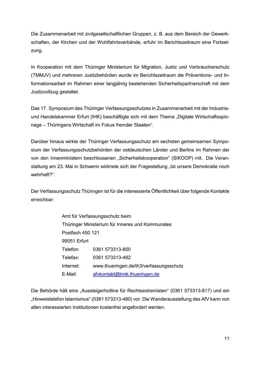 Seite 12 des Verfassungsschutzbericht 2019 Thüringen