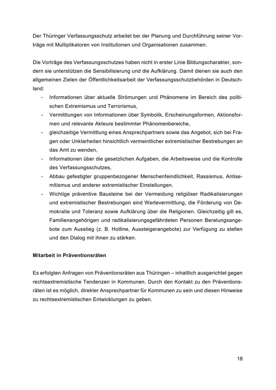 Seite 19 des Verfassungsschutzbericht 2019 Thüringen