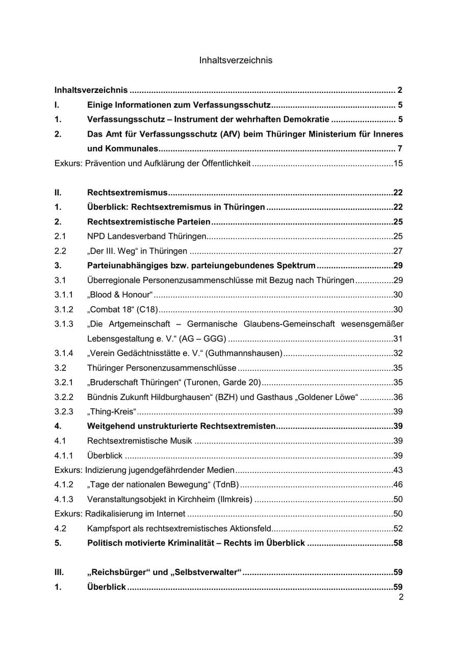 Seite 3 des Verfassungsschutzbericht 2019 Thüringen