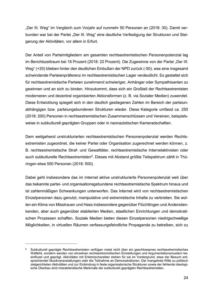 Seite 25 des Verfassungsschutzbericht 2019 Thüringen