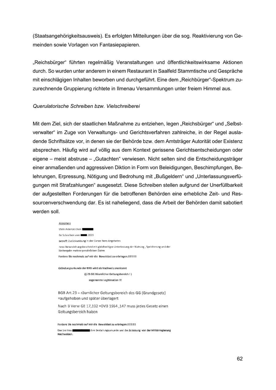 Seite 63 des Verfassungsschutzbericht 2019 Thüringen