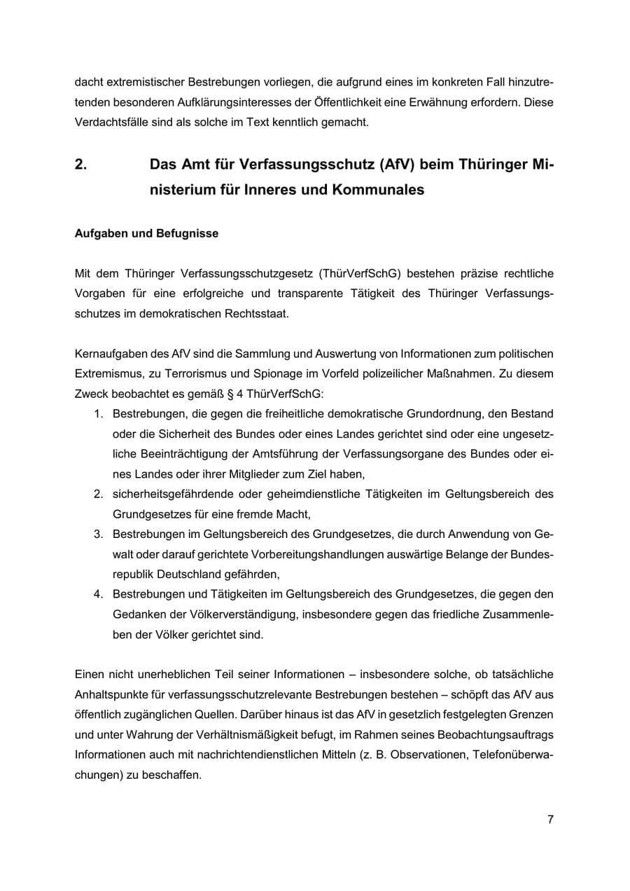 Seite 8 des Verfassungsschutzbericht 2019 Thüringen