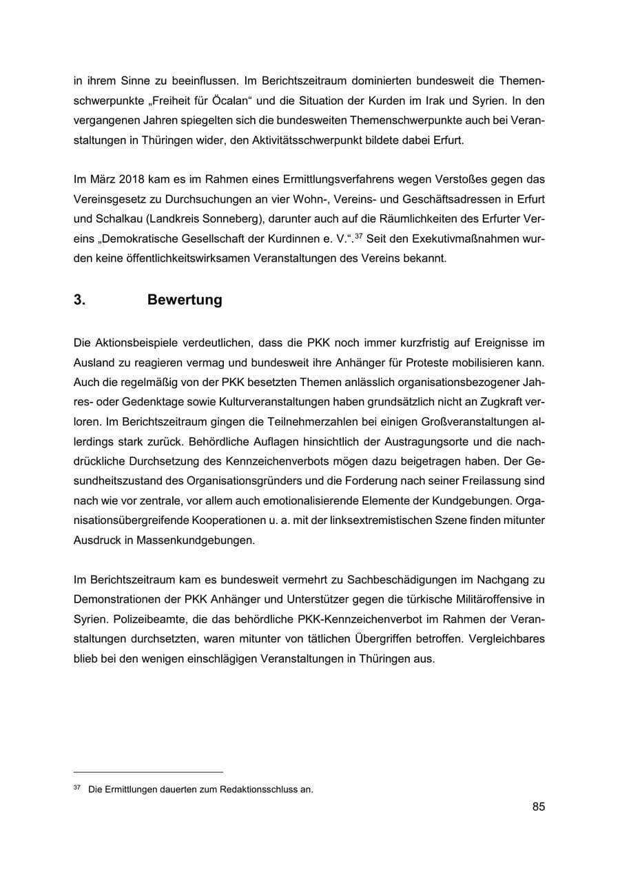 Seite 86 des Verfassungsschutzbericht 2019 Thüringen