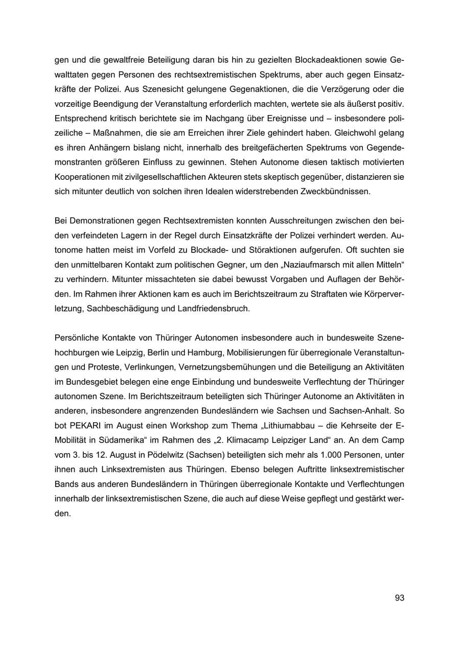 Seite 94 des Verfassungsschutzbericht 2019 Thüringen