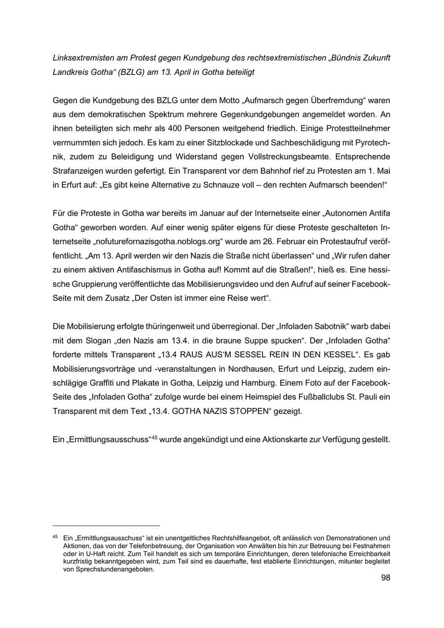 Seite 99 des Verfassungsschutzbericht 2019 Thüringen