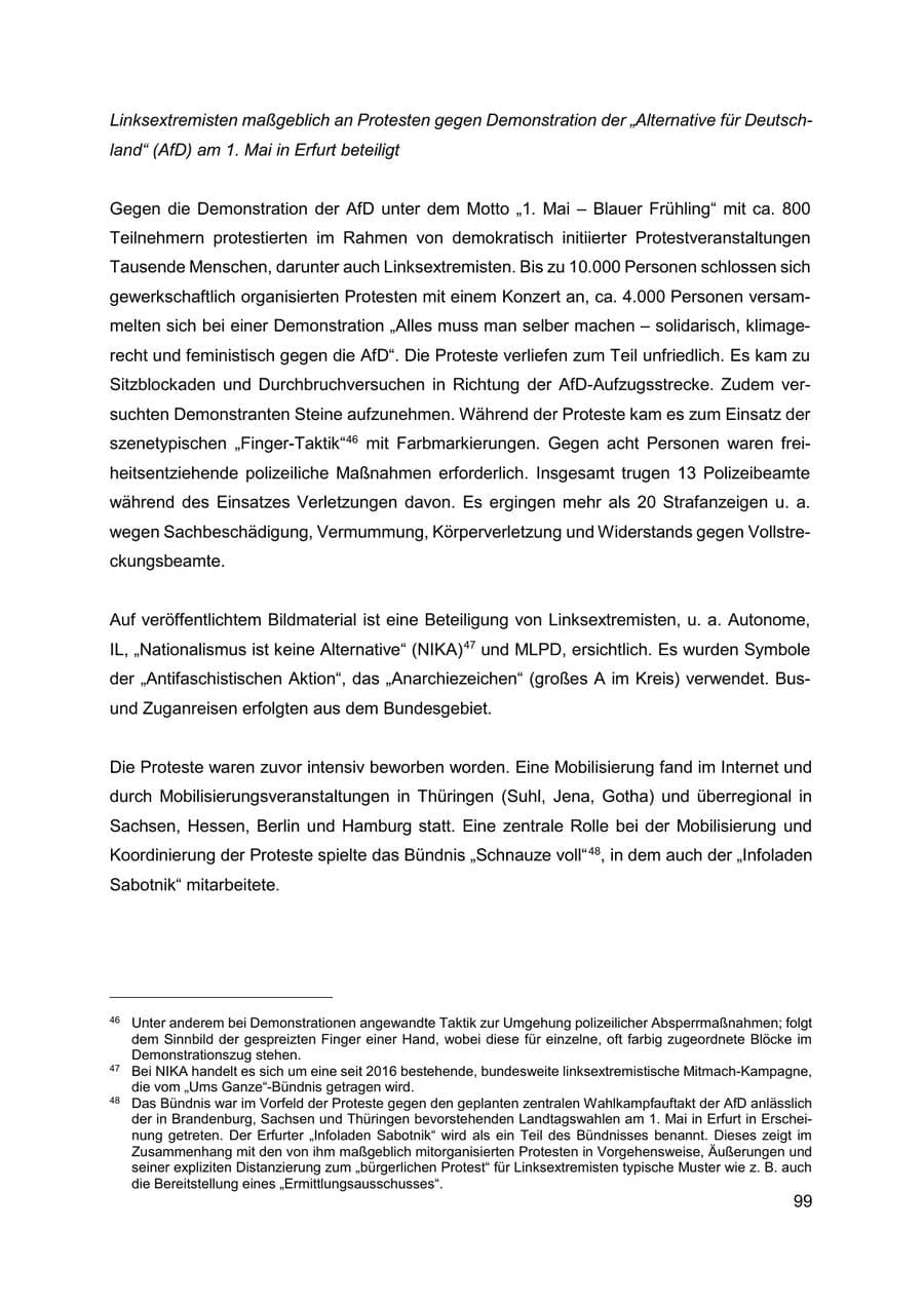 Seite 100 des Verfassungsschutzbericht 2019 Thüringen