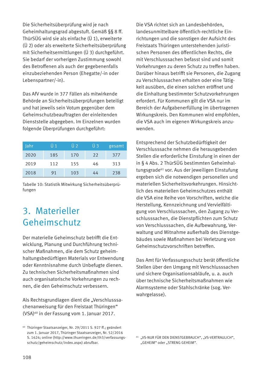 Seite 110 des Verfassungsschutzbericht 2020 Thüringen
