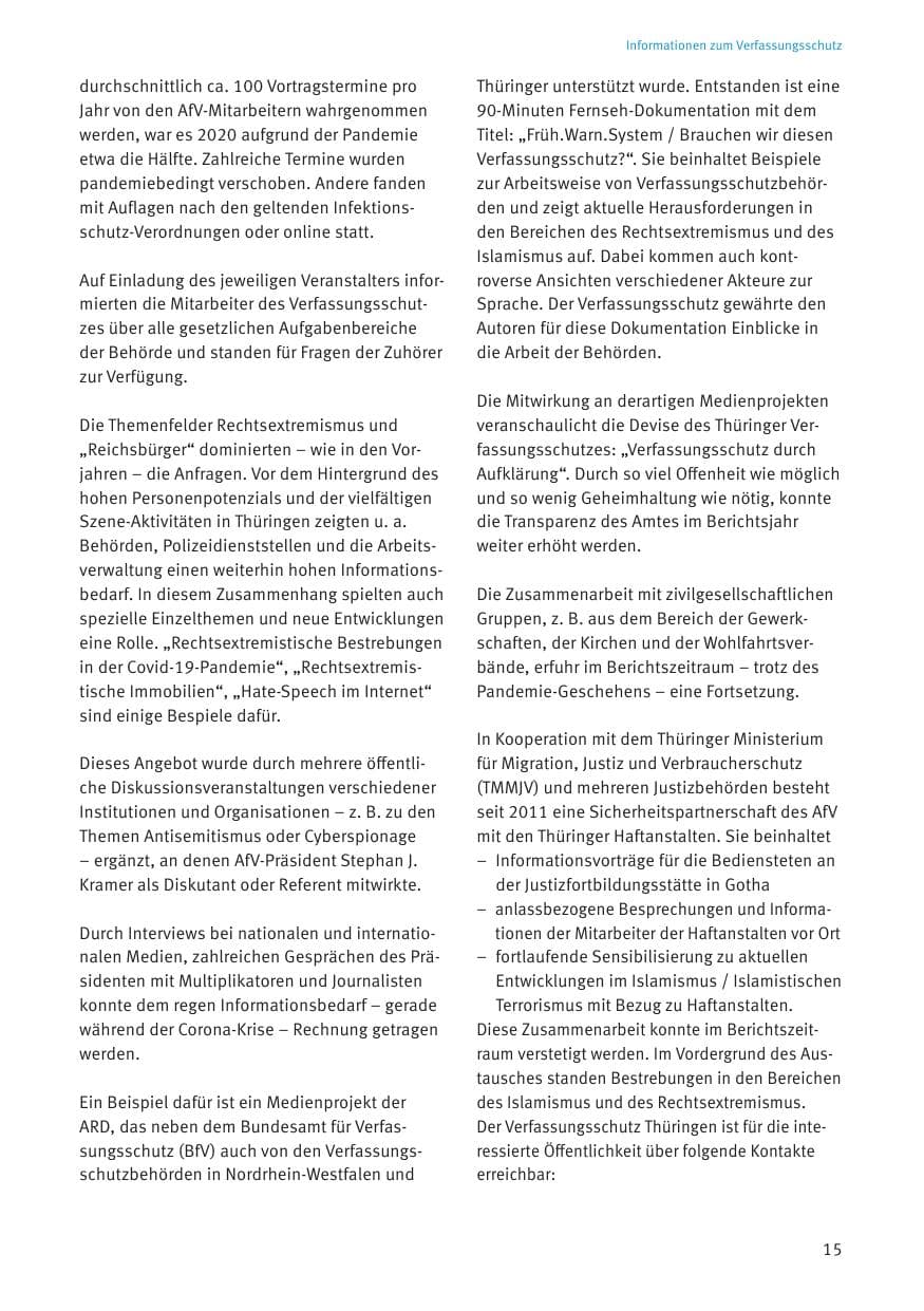 Seite 17 des Verfassungsschutzbericht 2020 Thüringen