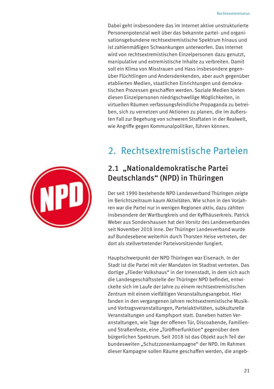 Seite 23 des Verfassungsschutzbericht 2020 Thüringen