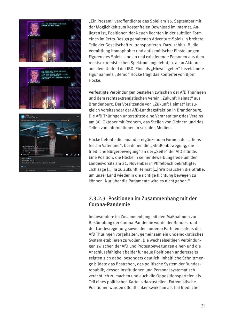 Seite 33 des Verfassungsschutzbericht 2020 Thüringen