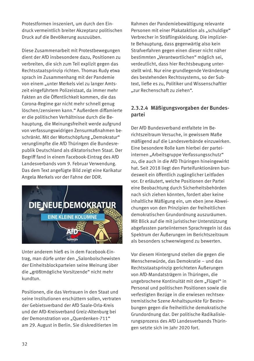 Seite 34 des Verfassungsschutzbericht 2020 Thüringen