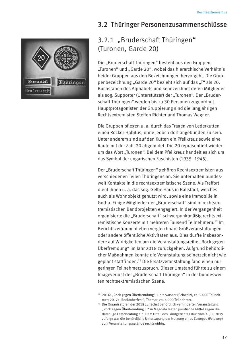 Seite 39 des Verfassungsschutzbericht 2020 Thüringen