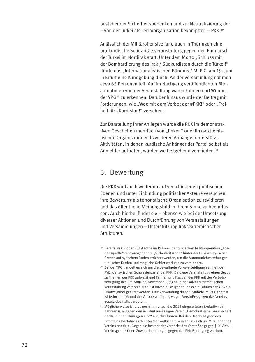 Seite 74 des Verfassungsschutzbericht 2020 Thüringen