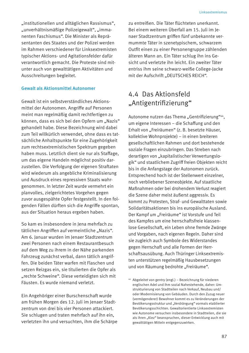 Seite 89 des Verfassungsschutzbericht 2020 Thüringen