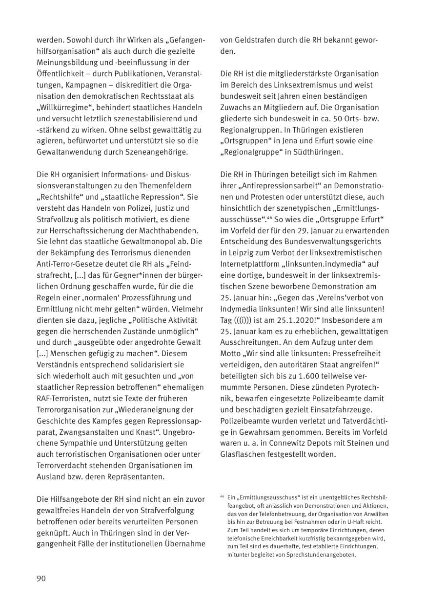 Seite 92 des Verfassungsschutzbericht 2020 Thüringen