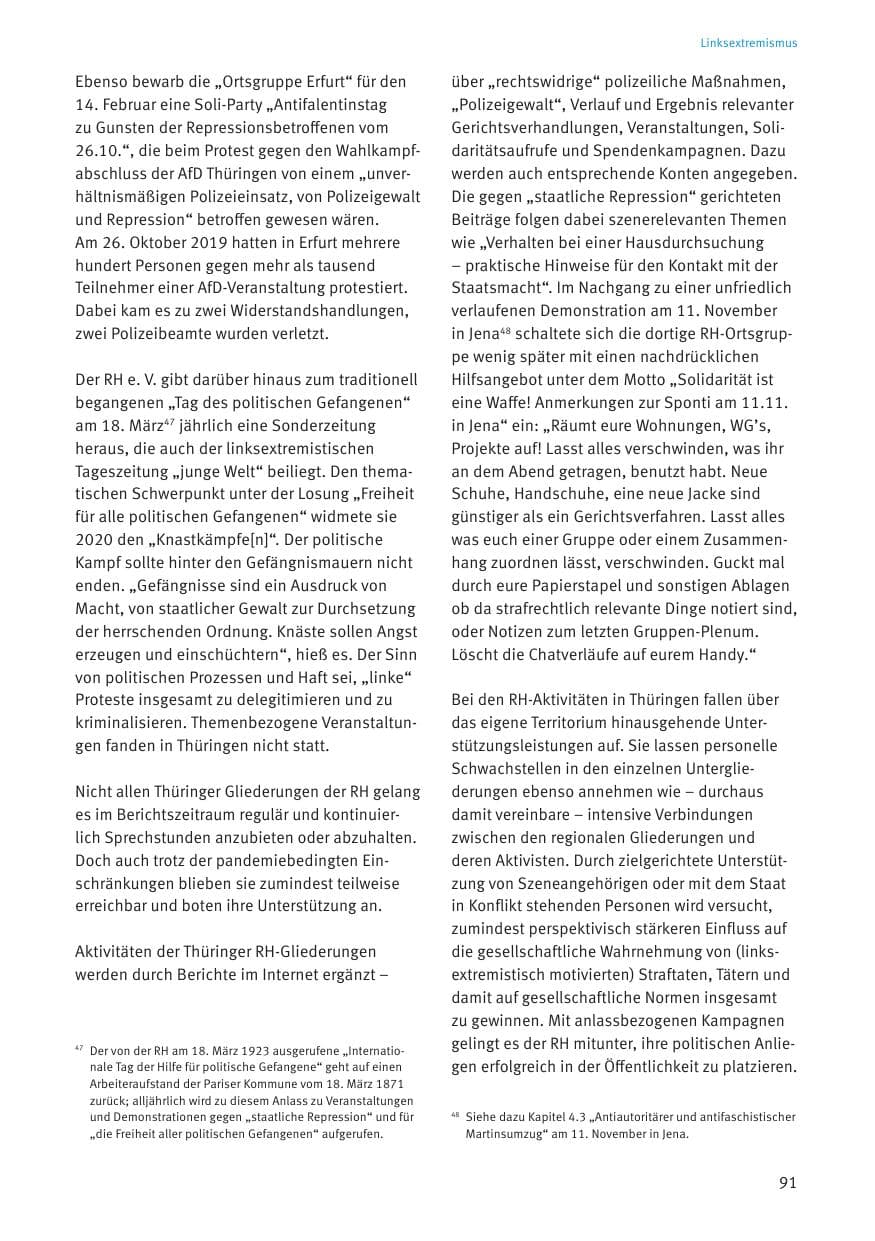 Seite 93 des Verfassungsschutzbericht 2020 Thüringen