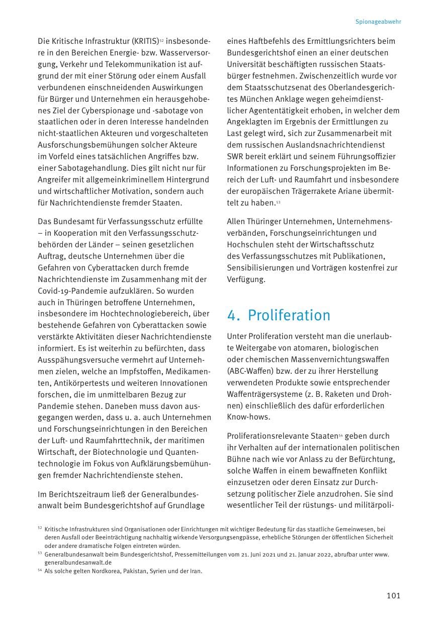Seite 101 des Verfassungsschutzbericht 2021 Thüringen