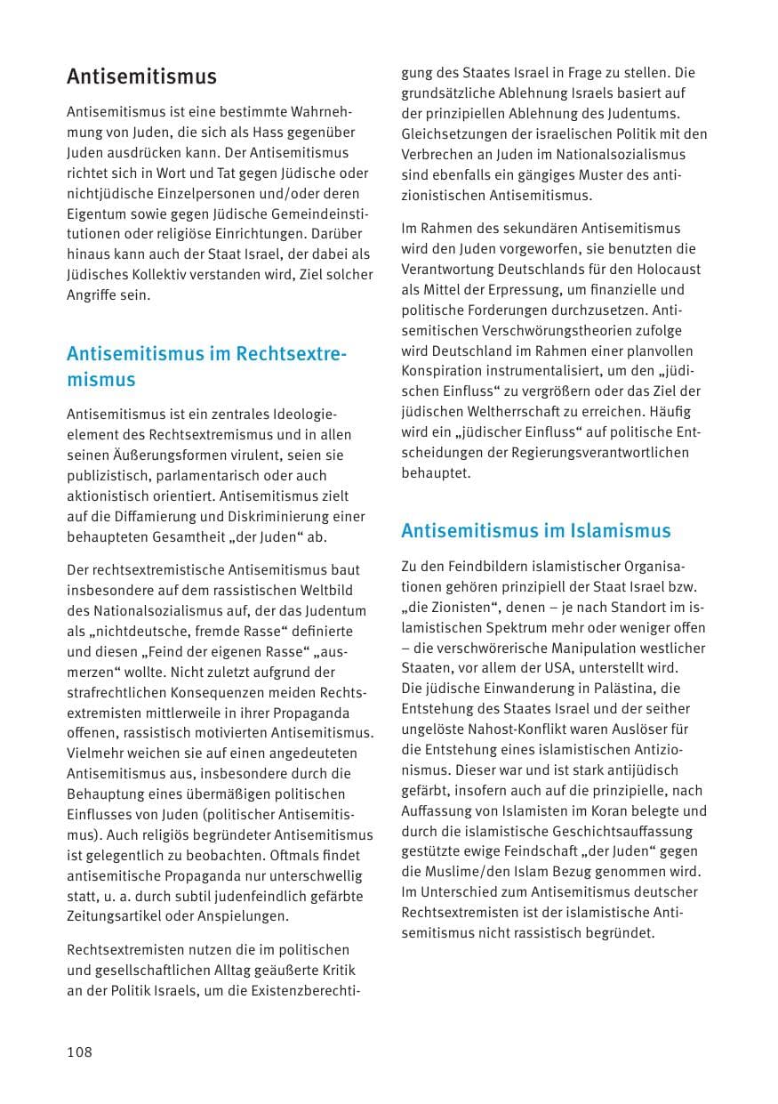Seite 108 des Verfassungsschutzbericht 2021 Thüringen