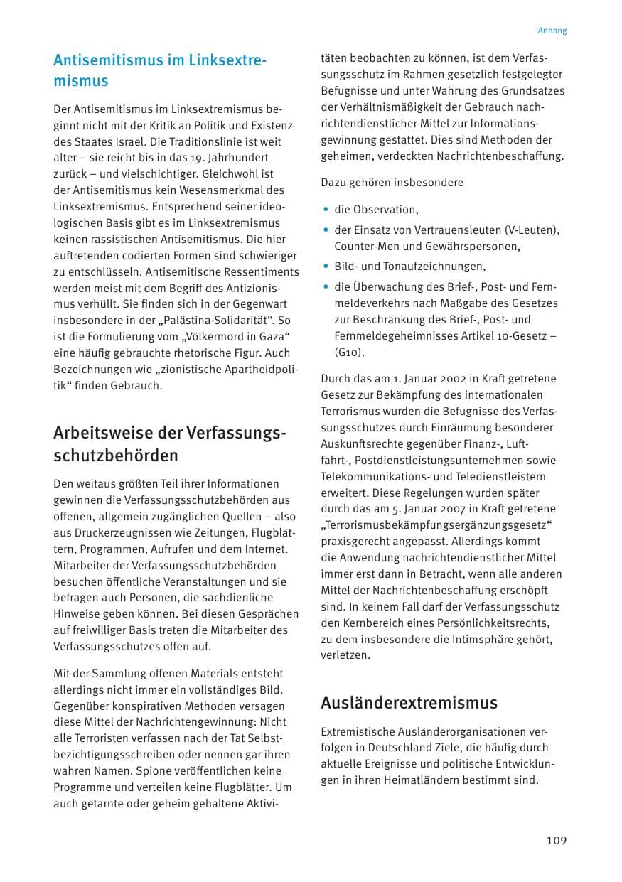 Seite 109 des Verfassungsschutzbericht 2021 Thüringen