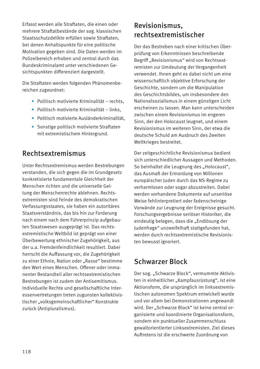 Seite 118 des Verfassungsschutzbericht 2021 Thüringen