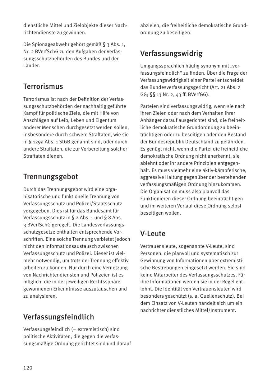 Seite 120 des Verfassungsschutzbericht 2021 Thüringen