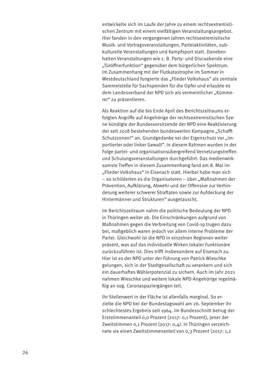 Seite 26 des Verfassungsschutzbericht 2021 Thüringen