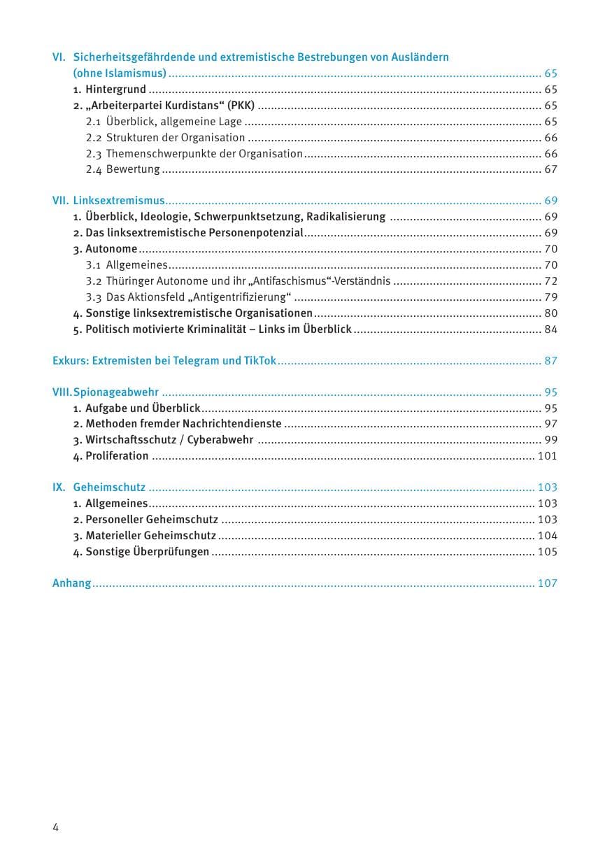 Seite 4 des Verfassungsschutzbericht 2021 Thüringen