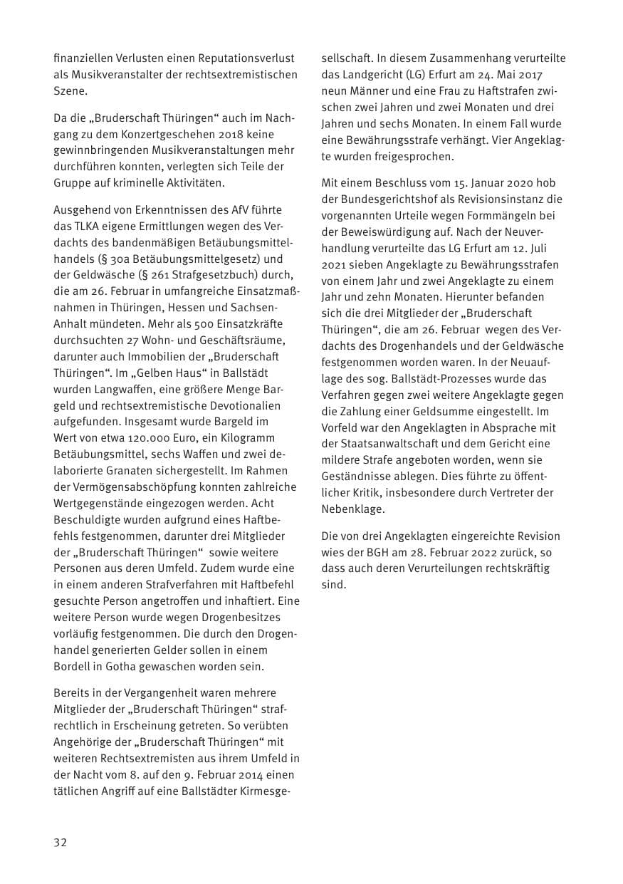 Seite 32 des Verfassungsschutzbericht 2021 Thüringen