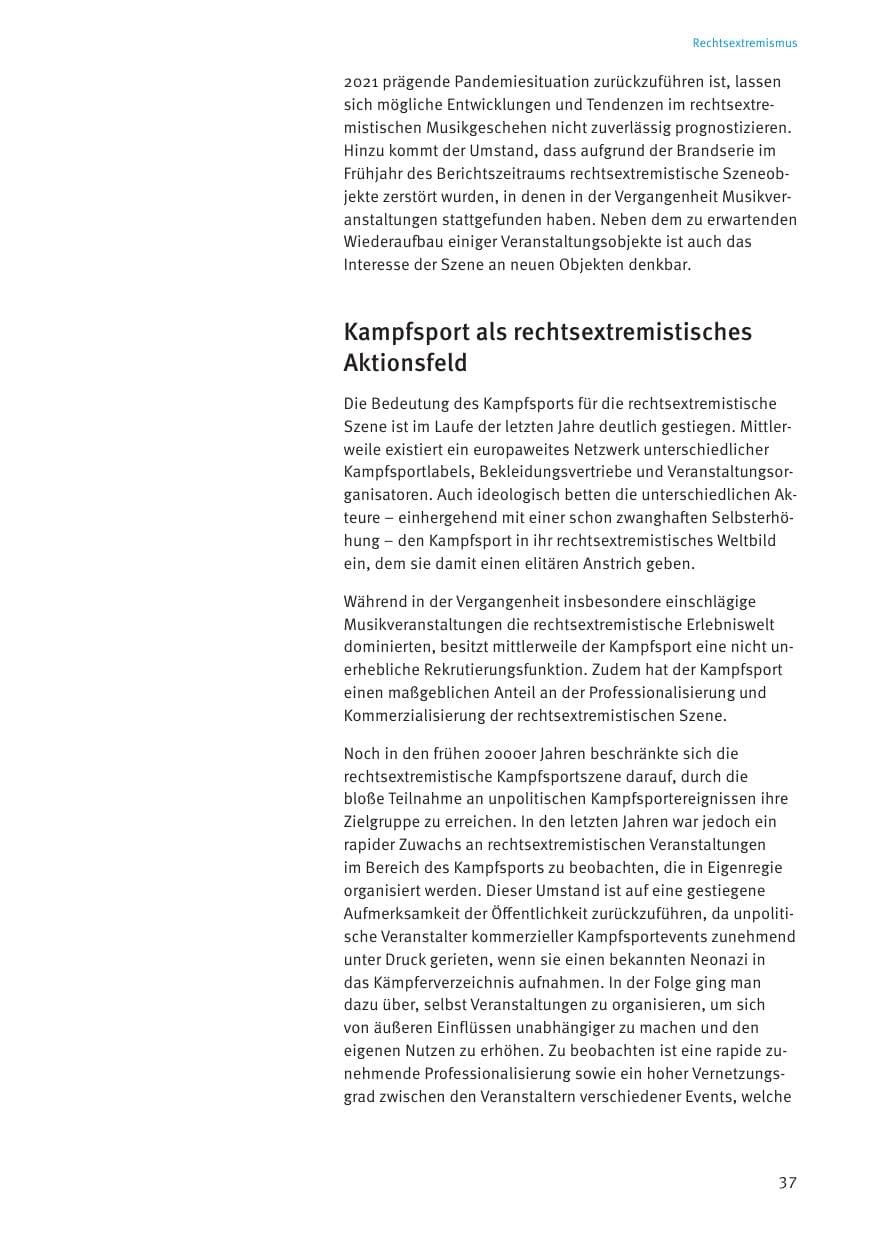 Seite 37 des Verfassungsschutzbericht 2021 Thüringen