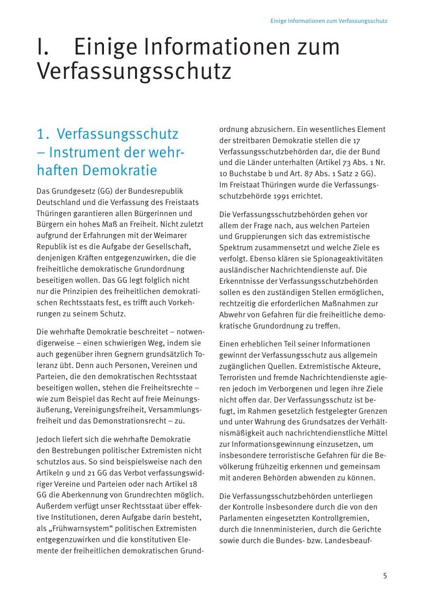 Seite 5 des Verfassungsschutzbericht 2021 Thüringen