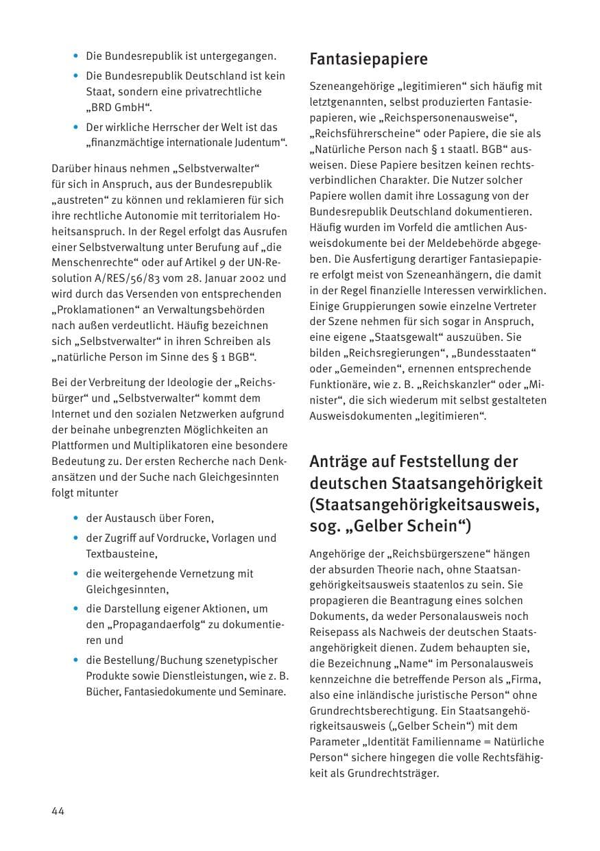 Seite 44 des Verfassungsschutzbericht 2021 Thüringen