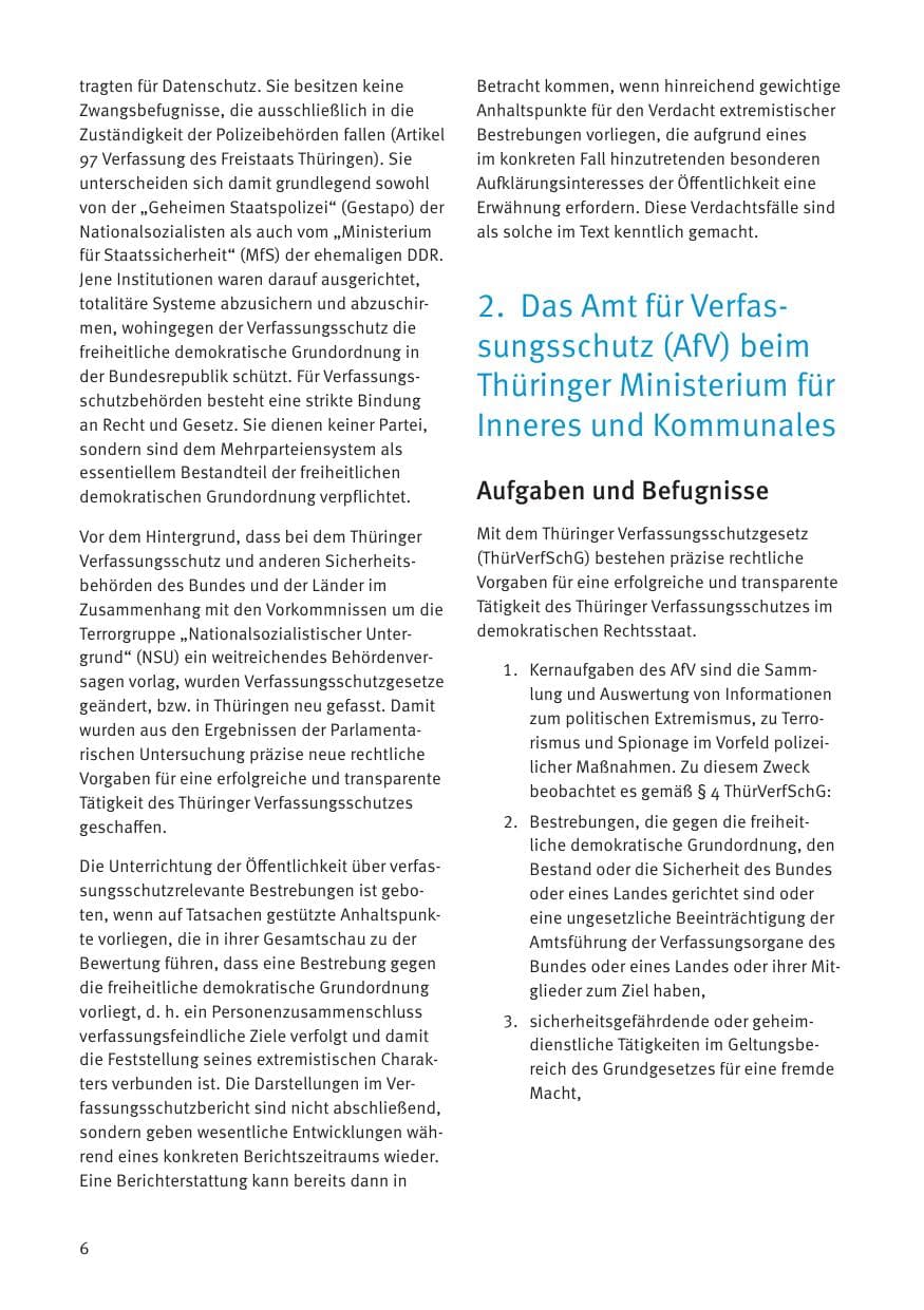 Seite 6 des Verfassungsschutzbericht 2021 Thüringen